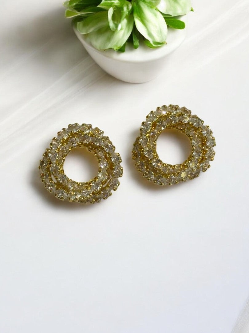 18K GOLD PLATED DIAMOND RING STUD