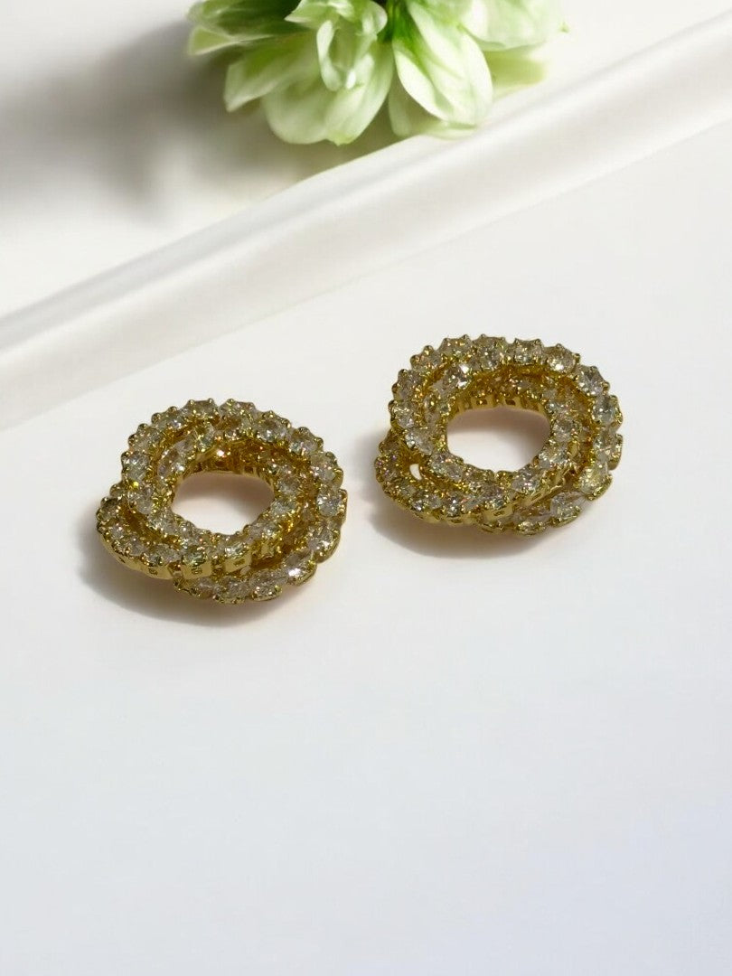 18K GOLD PLATED DIAMOND RING STUD