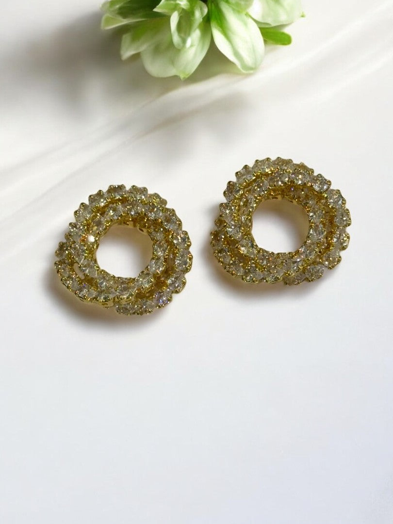18K GOLD PLATED DIAMOND RING STUD