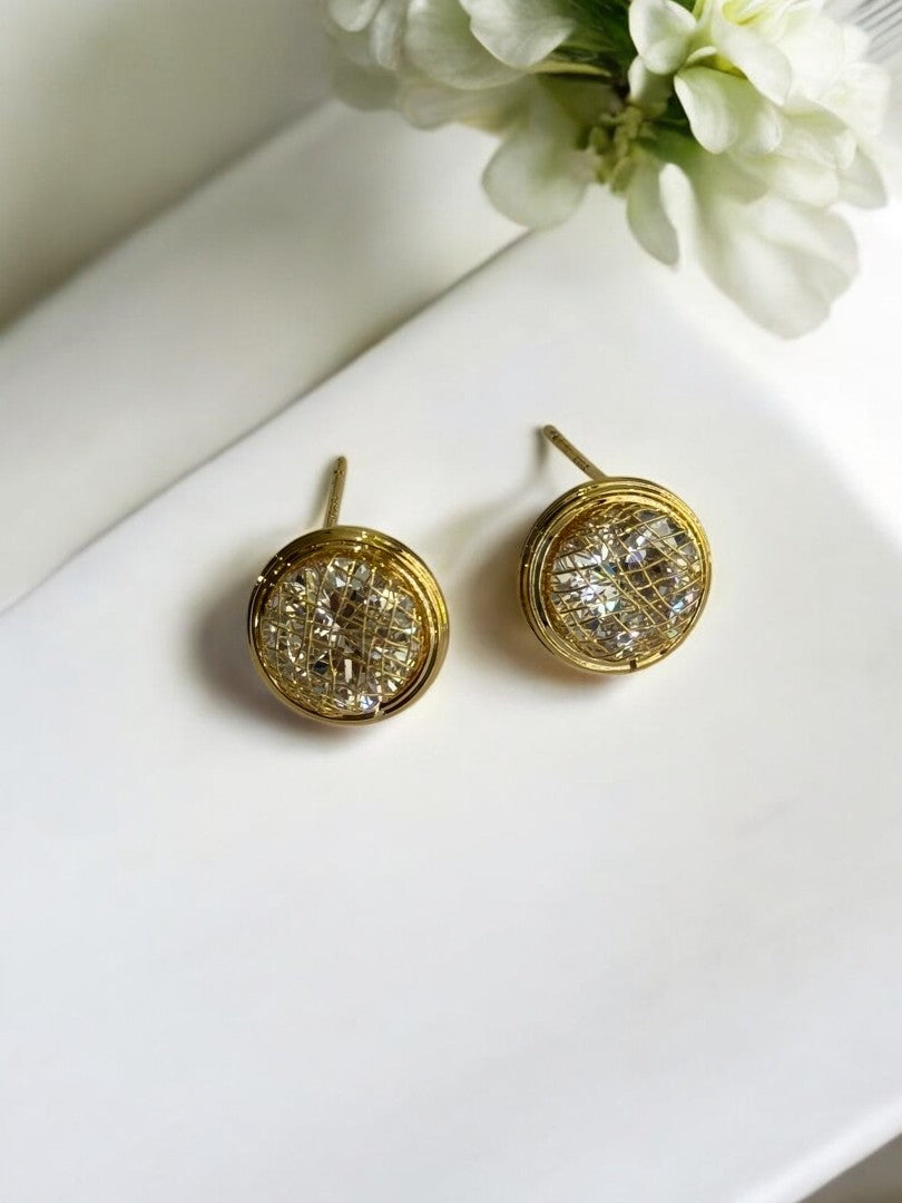 18K GOLD PLALED DIAMOND IN GOLDEN NET PREMIUM STUD