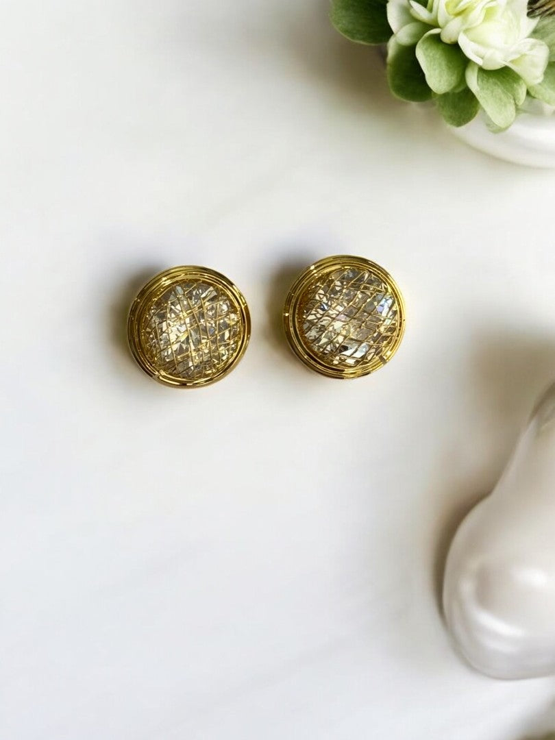 18K GOLD PLALED DIAMOND IN GOLDEN NET PREMIUM STUD