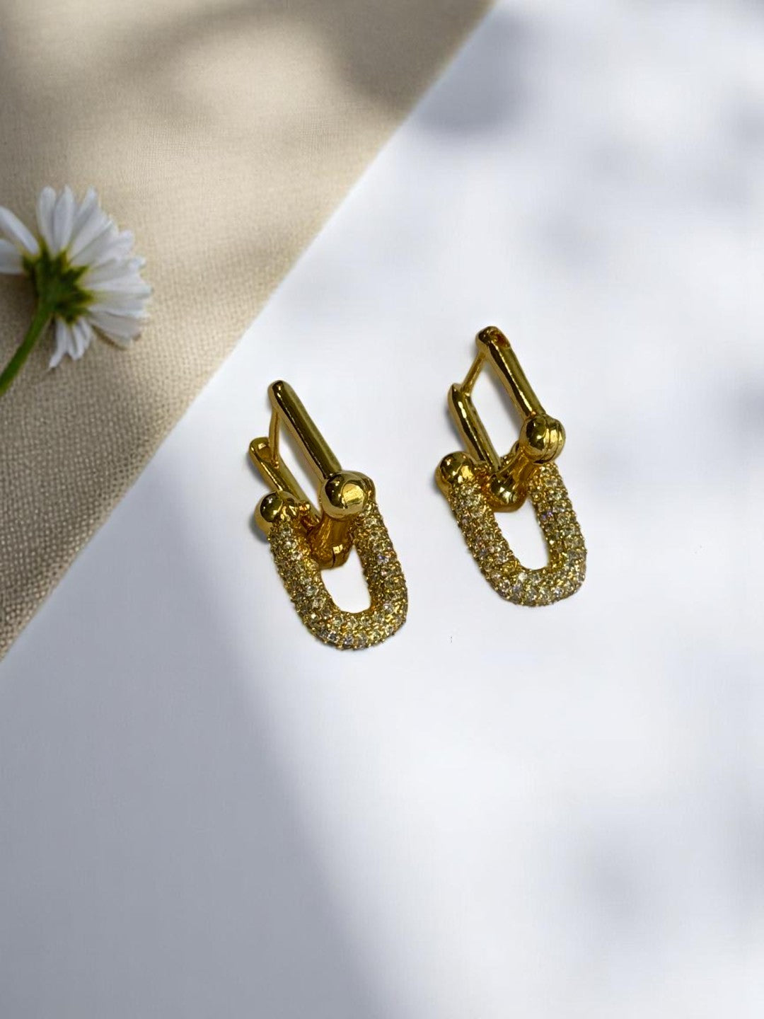 18K GOLD PLATED PREMIUM TIFFANY BRANDED DIAMOND EARRINGS