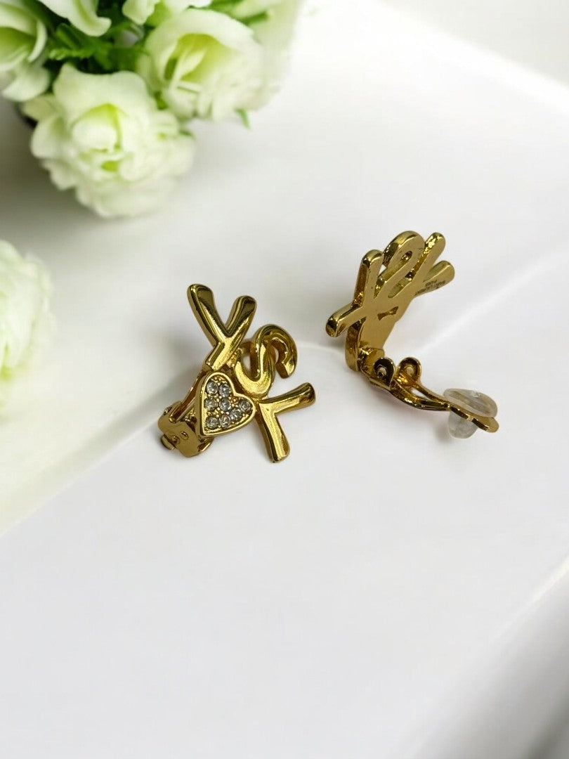 18K GOLD PLATED YSL BRANDED STUD EARRING