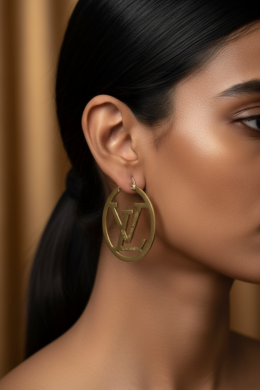 GOLDEN OVAL LV VALERIE EARRINGS