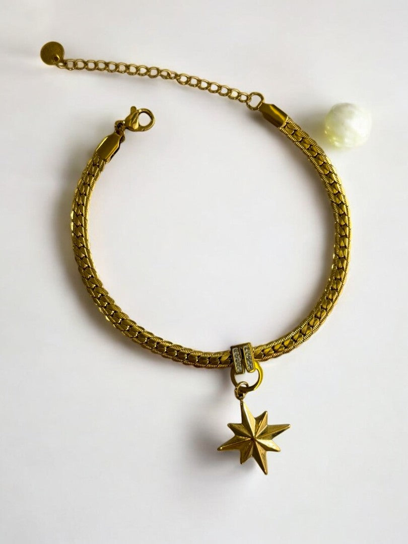 GOLDEN CHAIN WITH HANGING STAR TARNISH FREE BRACELET