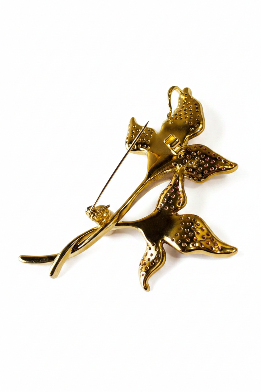 GREEN-PINK FLORAL KAIAY BROOCH