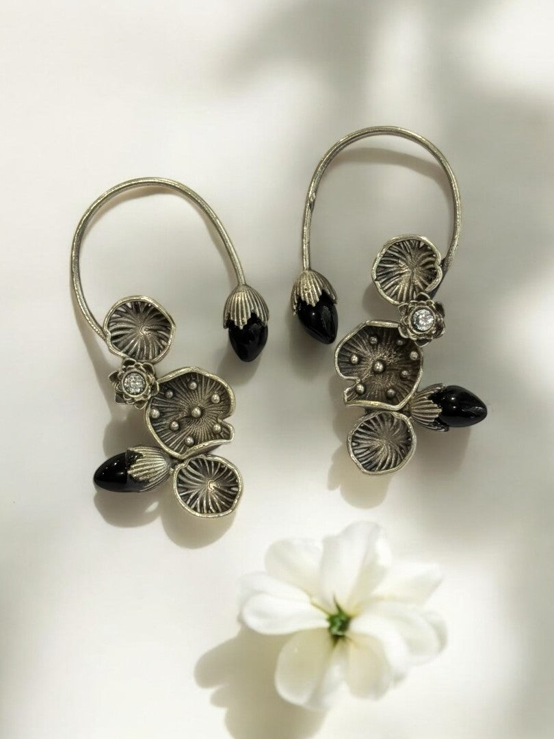 GREEN LOTUS LEAF AISHA GERMAN SILVER EAR CUFF