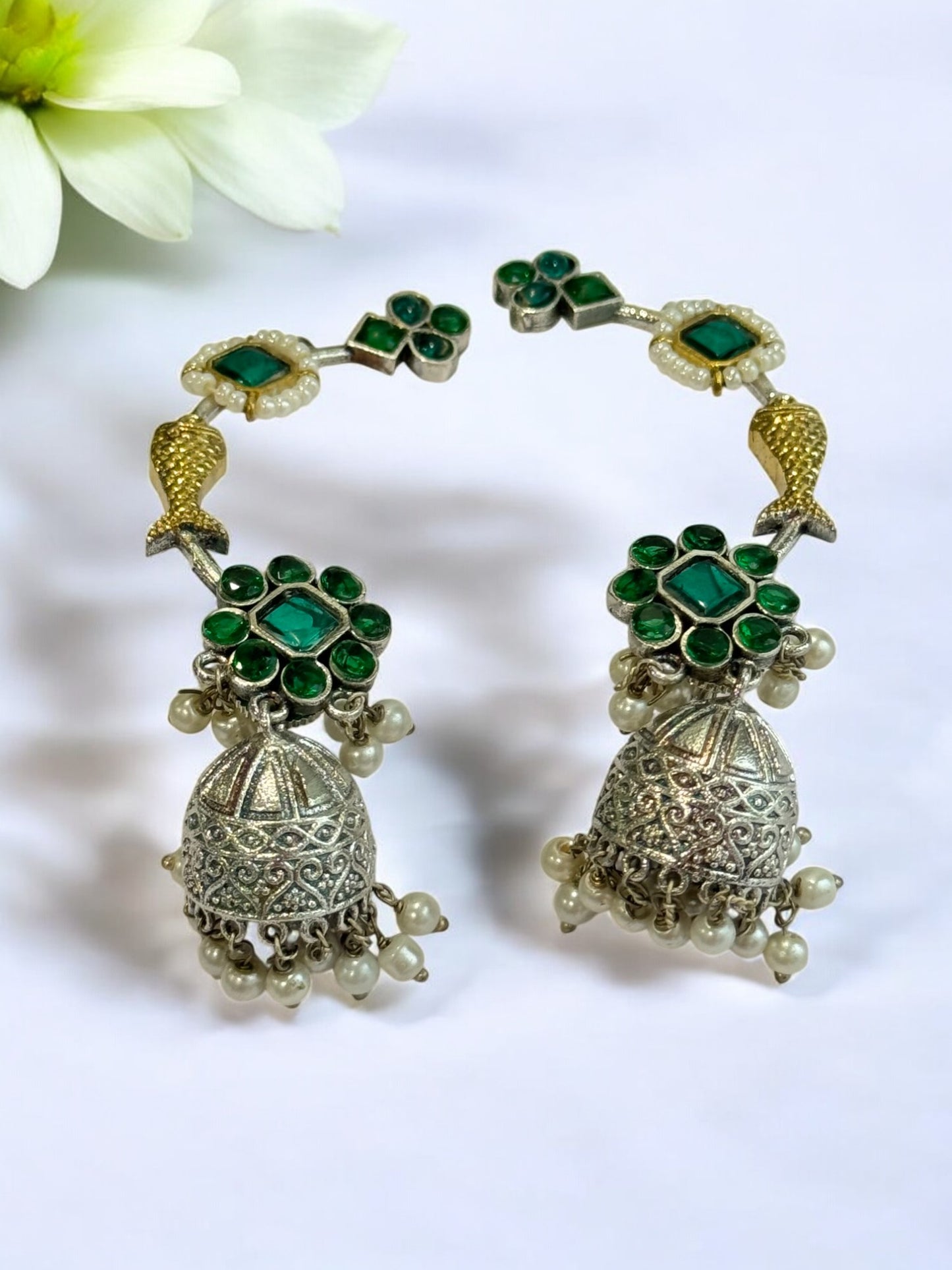 GREEN ZHUHI GERMAN SILVER EAR CUFF