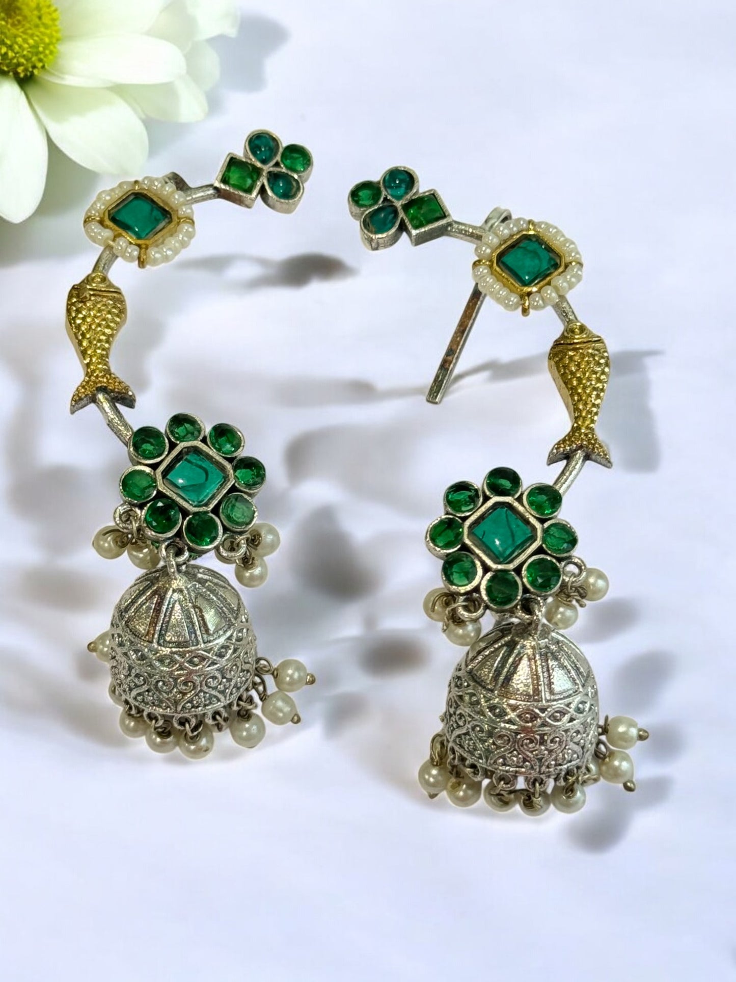 GREEN ZHUHI GERMAN SILVER EAR CUFF