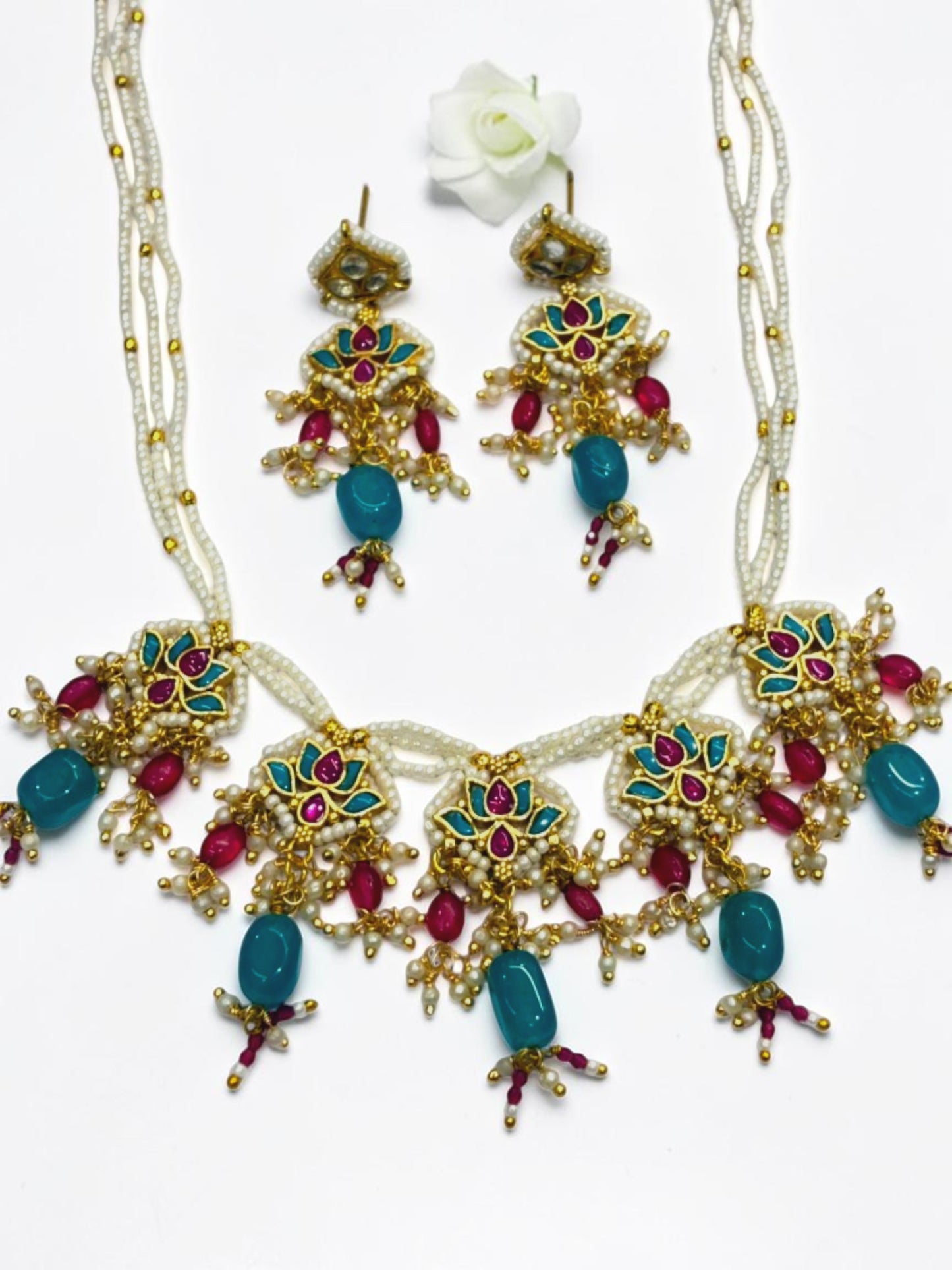 SEA BLUE LOTUS SHANTA HERITAGE JEWELLERY SET