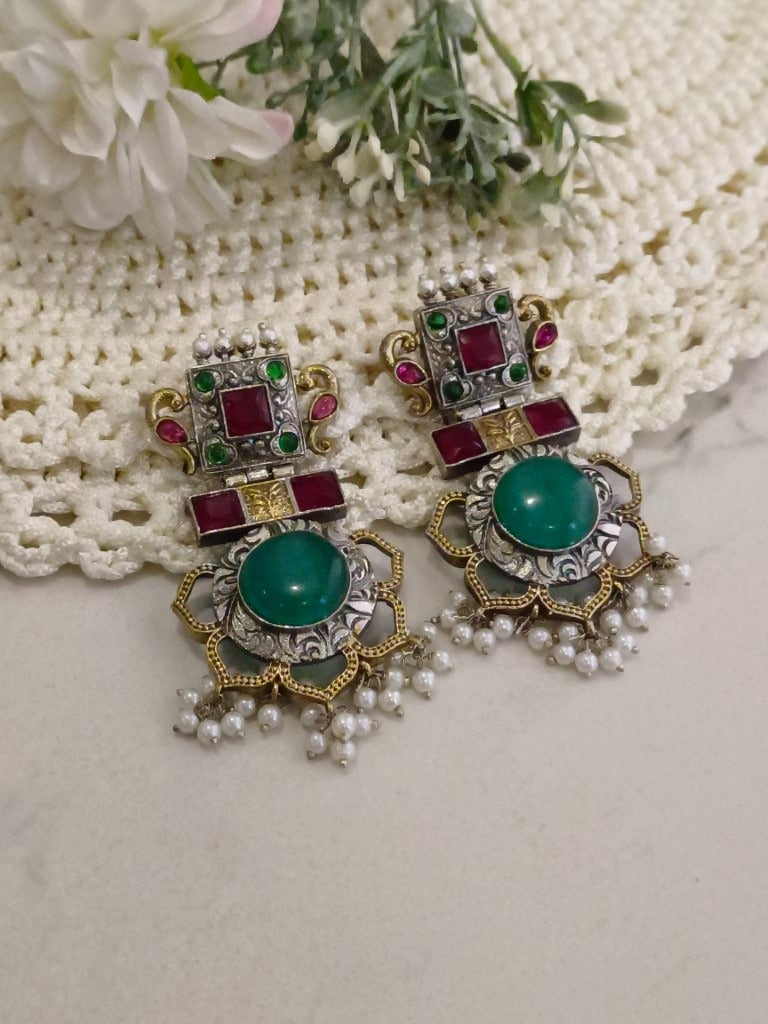 MULTI VAIBHAVYA GERMAN SILVER EARRINGS