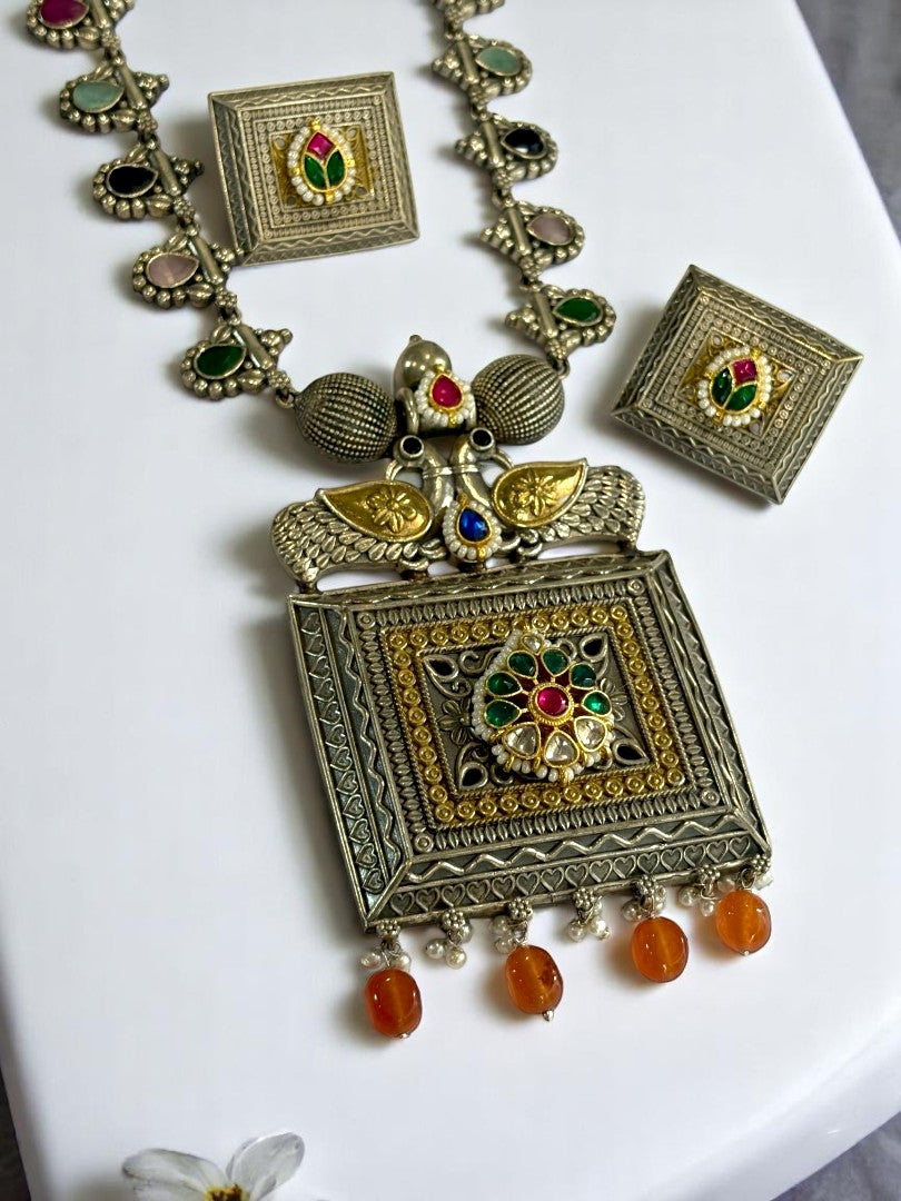 GOLD AALEY GERMAN SILVER JEWELLERY SET