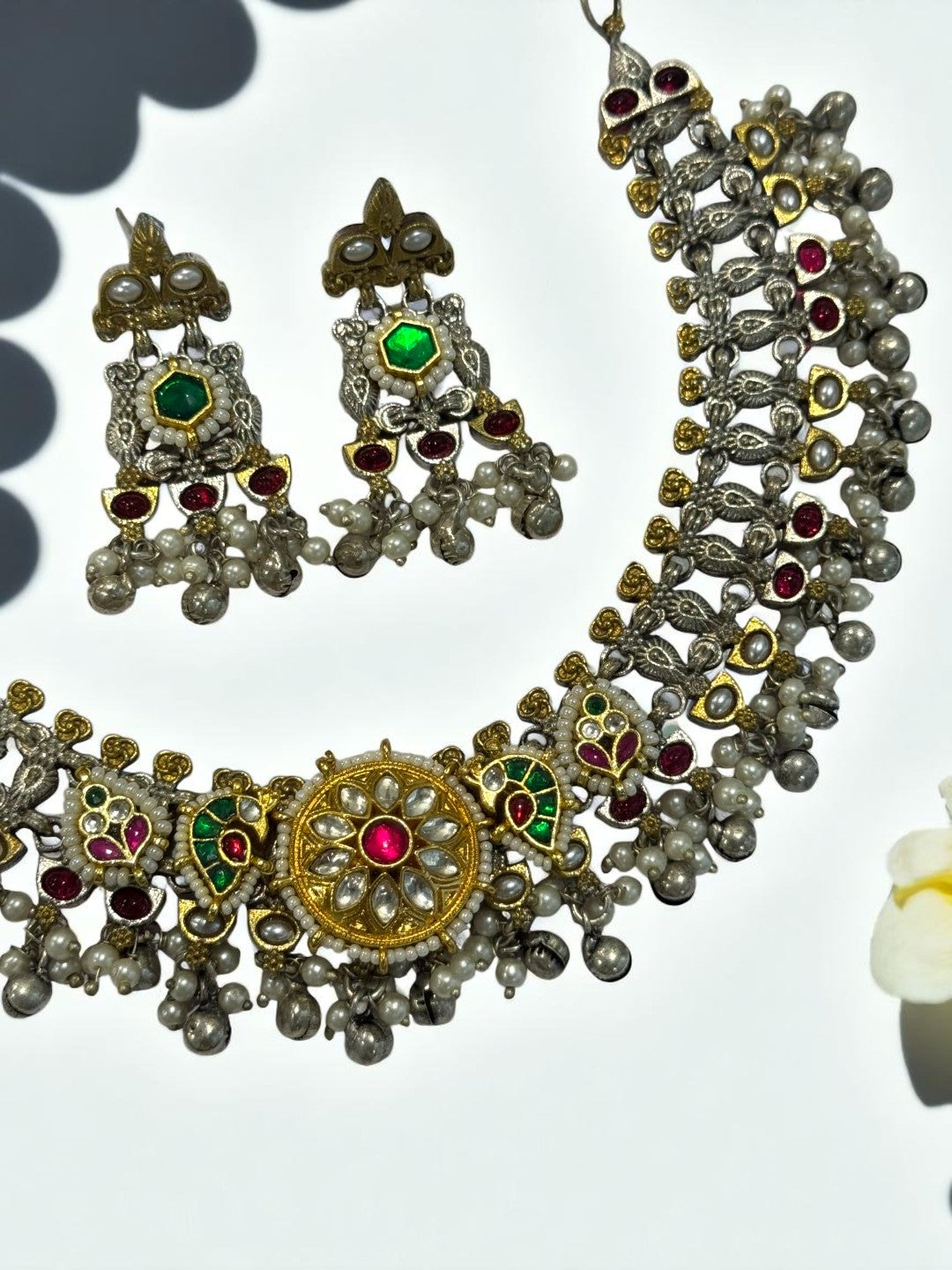 MULTI OVIYA GERMAN SILVER JEWELLERY SET
