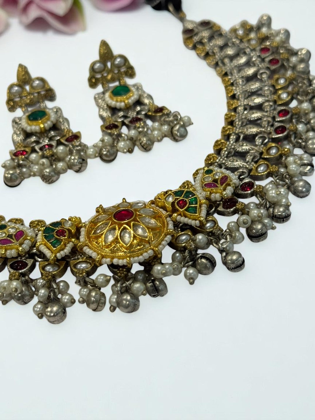 MULTI OVIYA GERMAN SILVER JEWELLERY SET