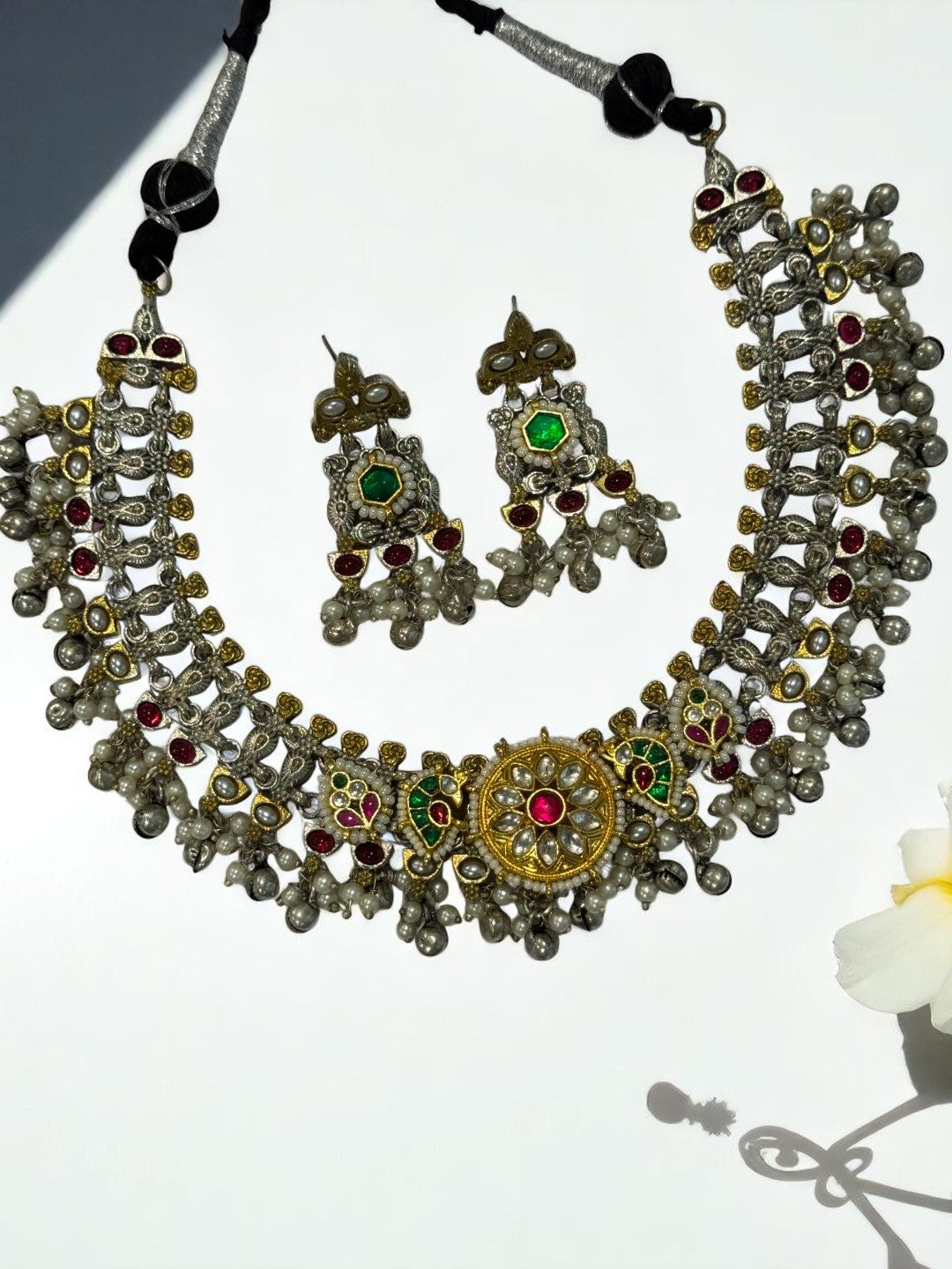 MULTI OVIYA GERMAN SILVER JEWELLERY SET