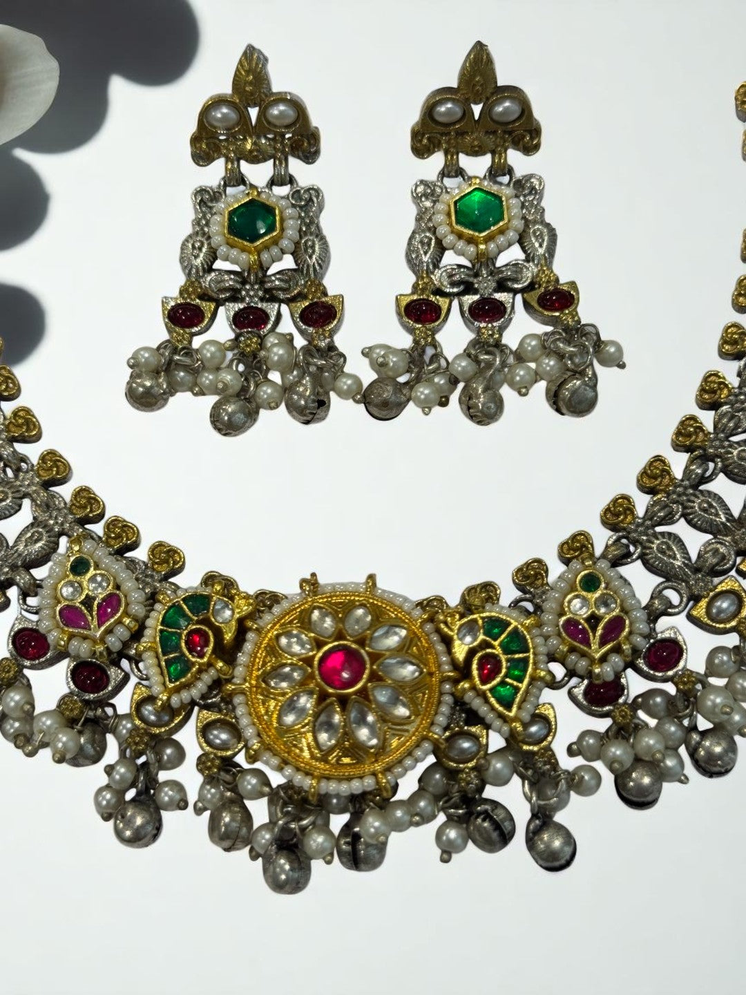 MULTI OVIYA GERMAN SILVER JEWELLERY SET