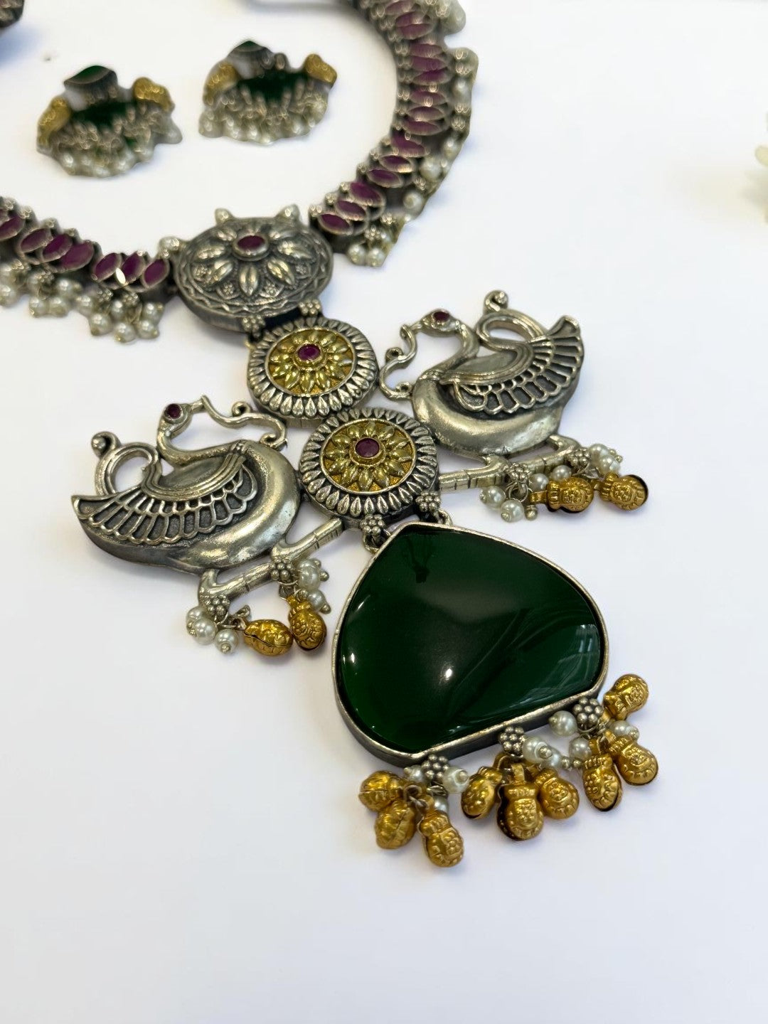GREEN FAIRY GERMAN SILVER JEWELLERY SET