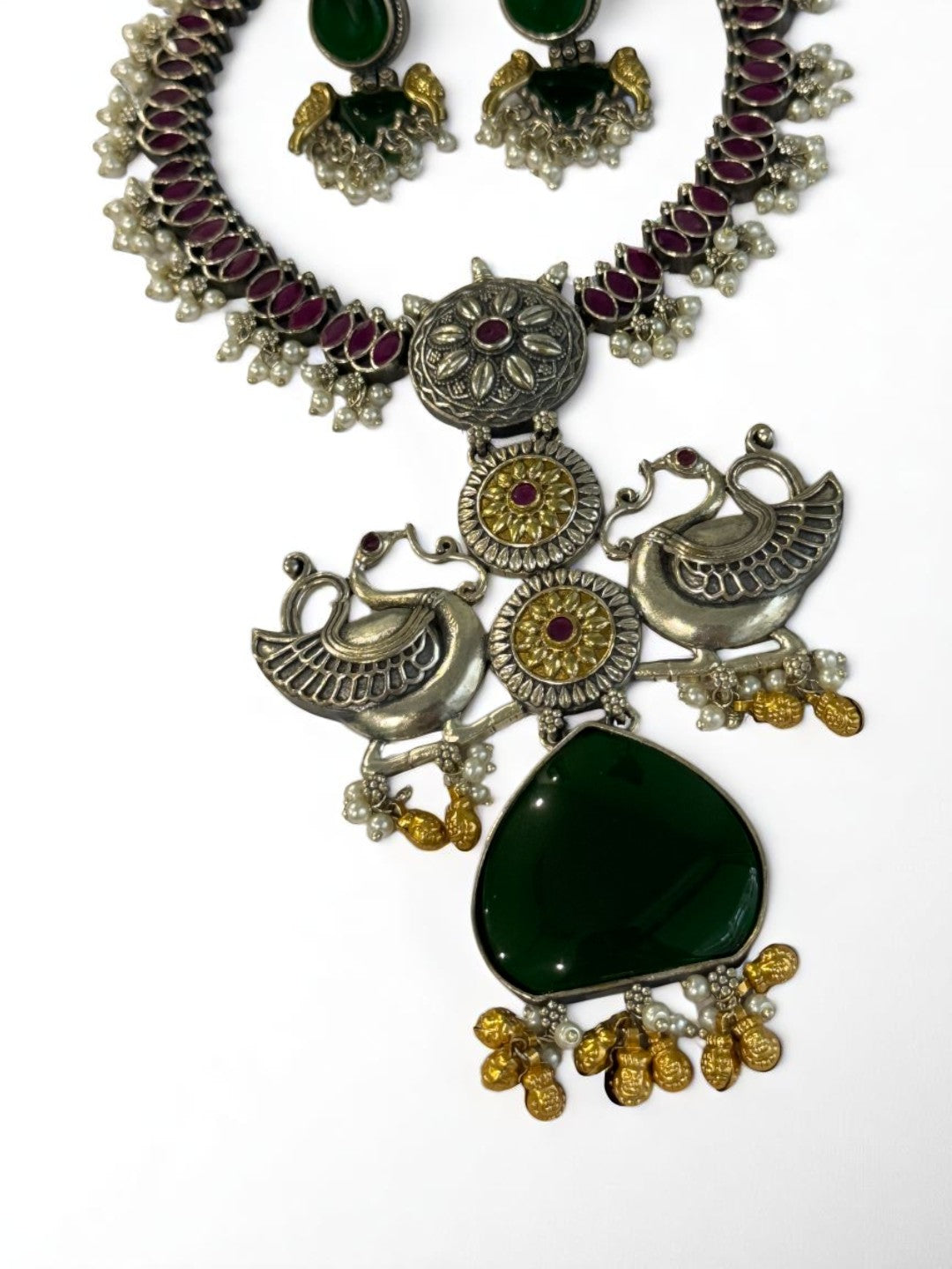 GREEN FAIRY GERMAN SILVER JEWELLERY SET