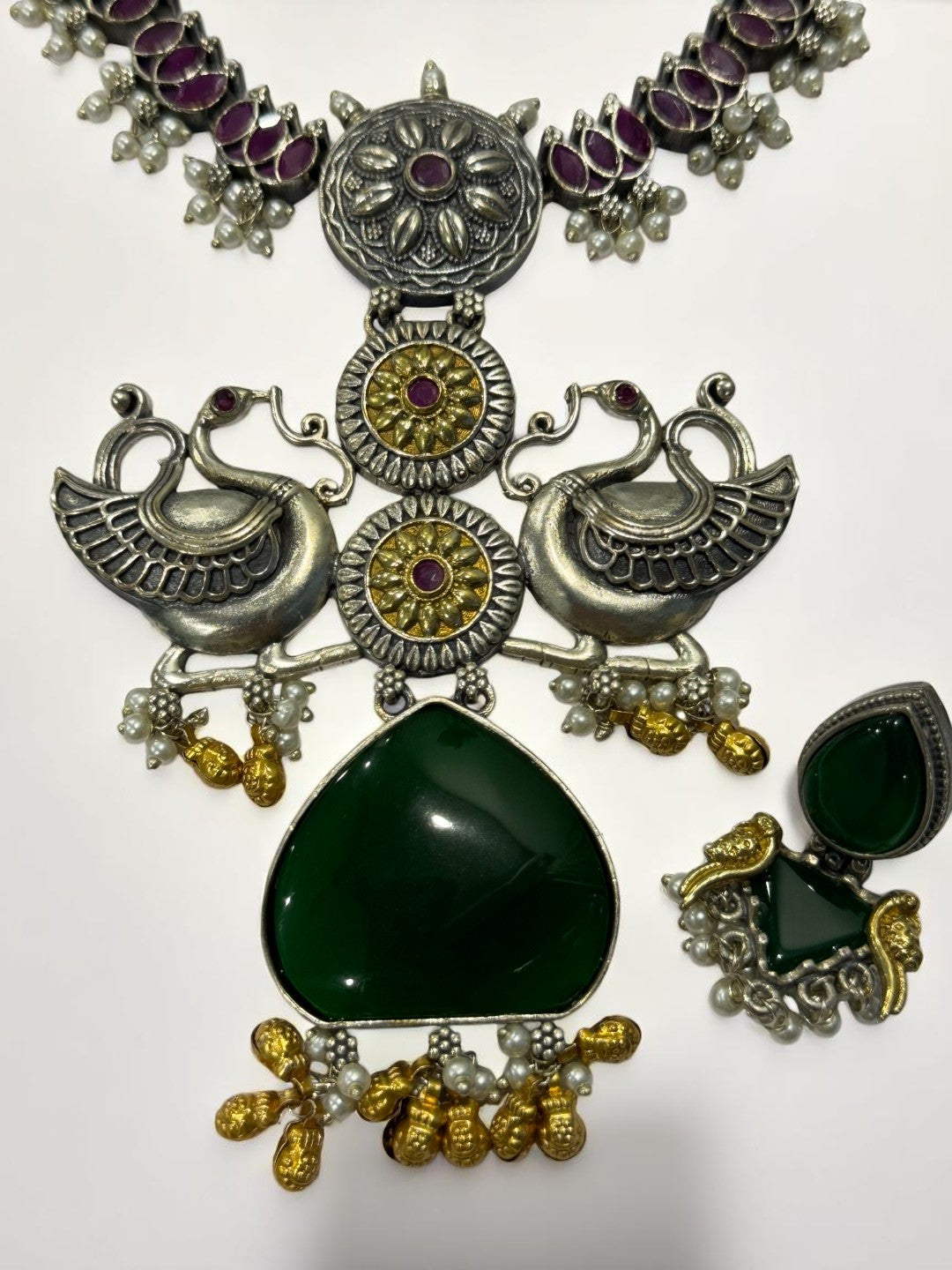 GREEN FAIRY GERMAN SILVER JEWELLERY SET