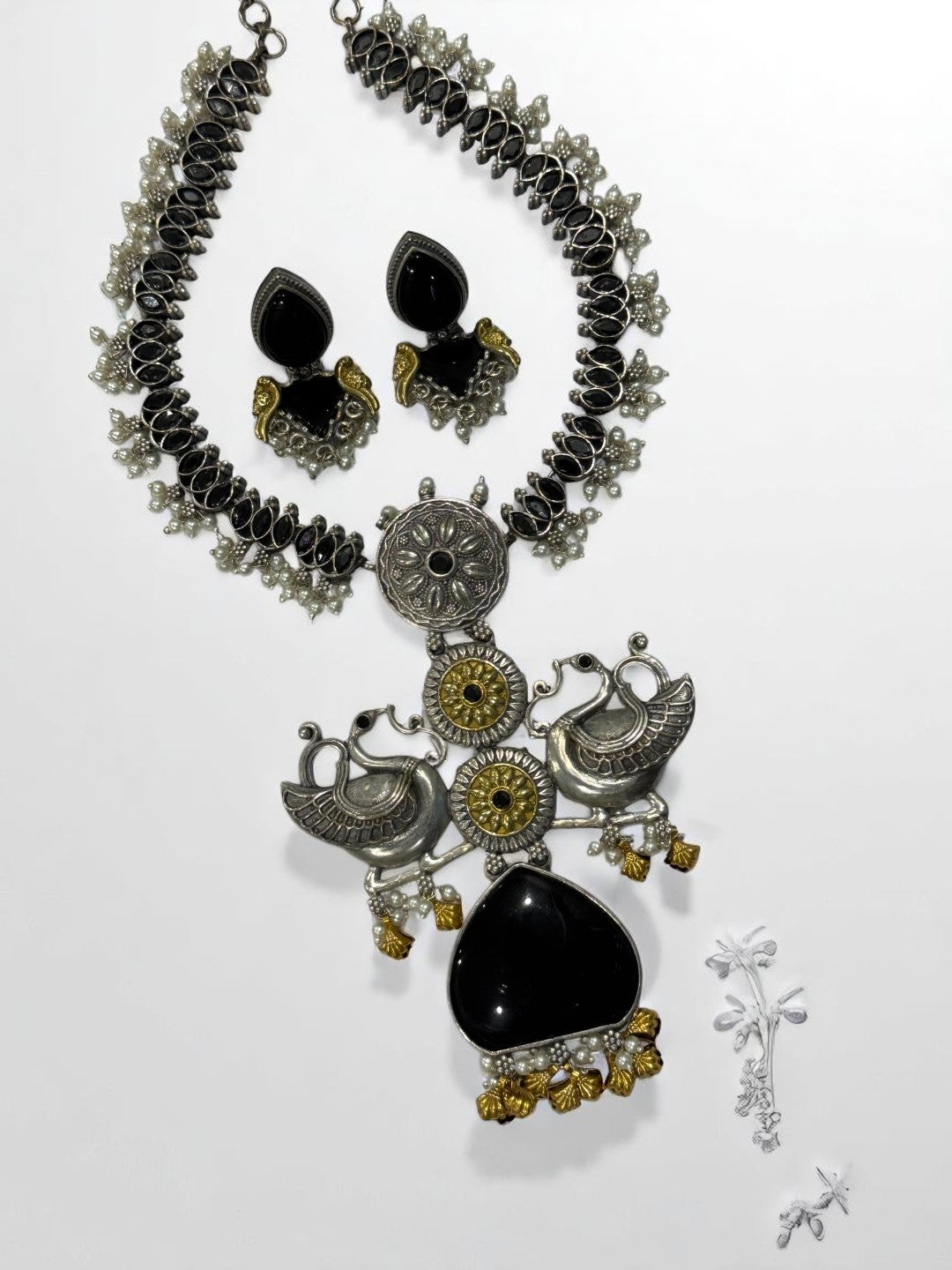 BLACK FAIRY GERMAN SILVER JEWELLERY SET
