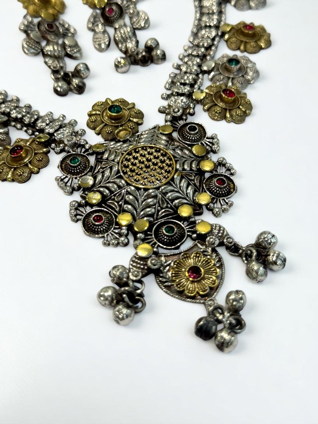 GREEN RUBY PRISHA GERMAN SILVER JEWELLERY SET