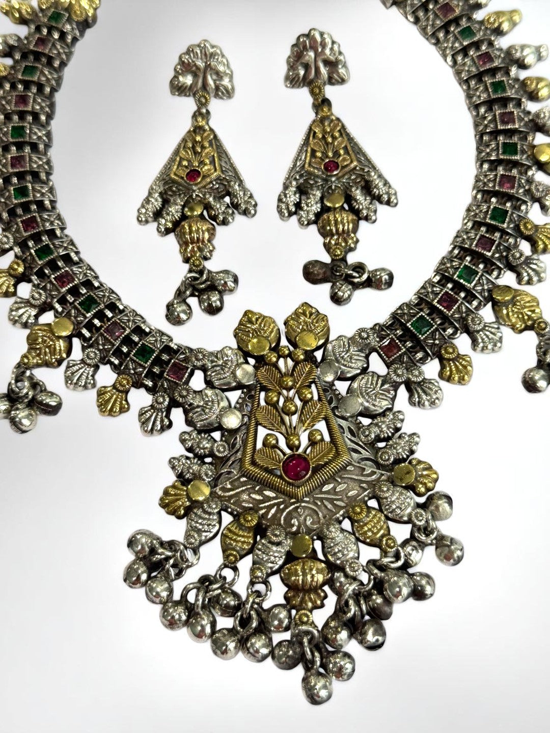RUBY PRAGYA GERMAN SILVER JEWELLERY SET