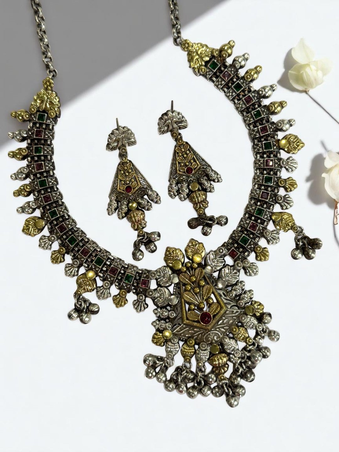RUBY PRAGYA GERMAN SILVER JEWELLERY SET