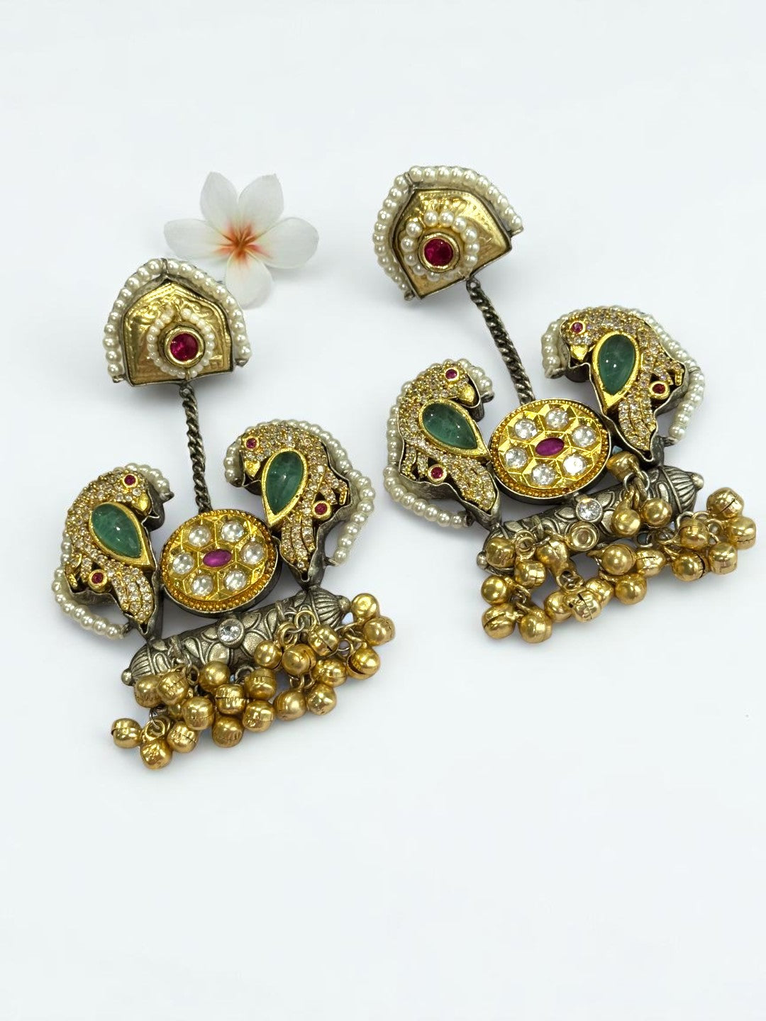 MULTI DIAMOND BIRDS ANSVY GERMAN SILVER EARRINGS