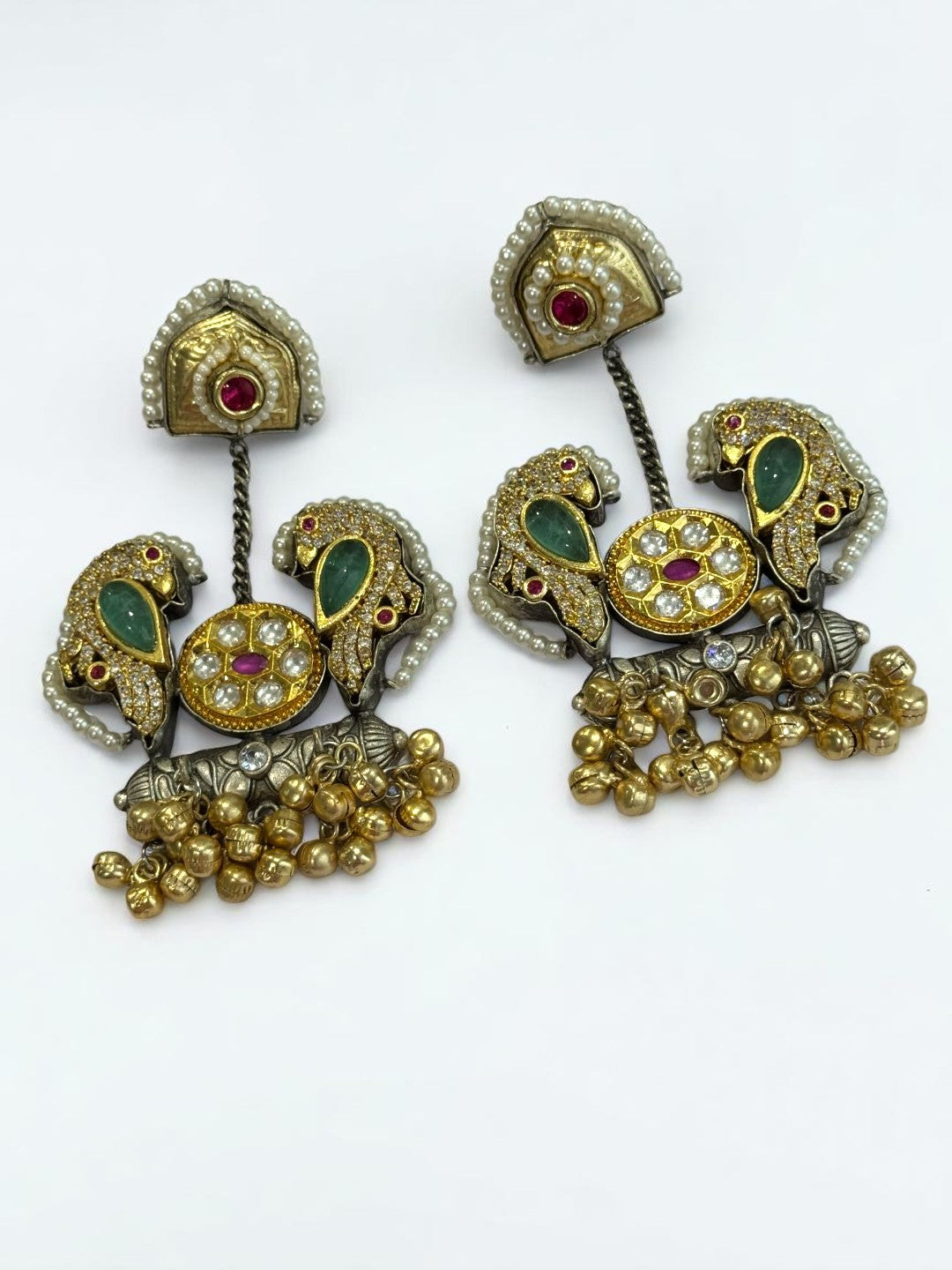 MULTI DIAMOND BIRDS ANSVY GERMAN SILVER EARRINGS