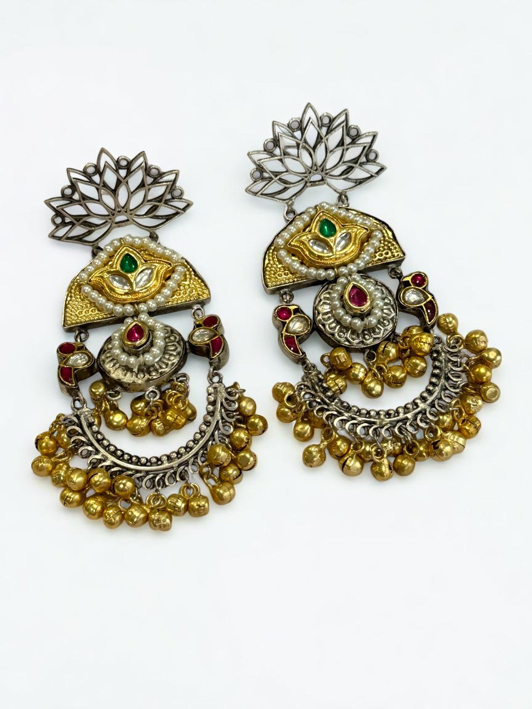 MAGENTA BIRDS GRACY GERMAN SILVER EARRINGS