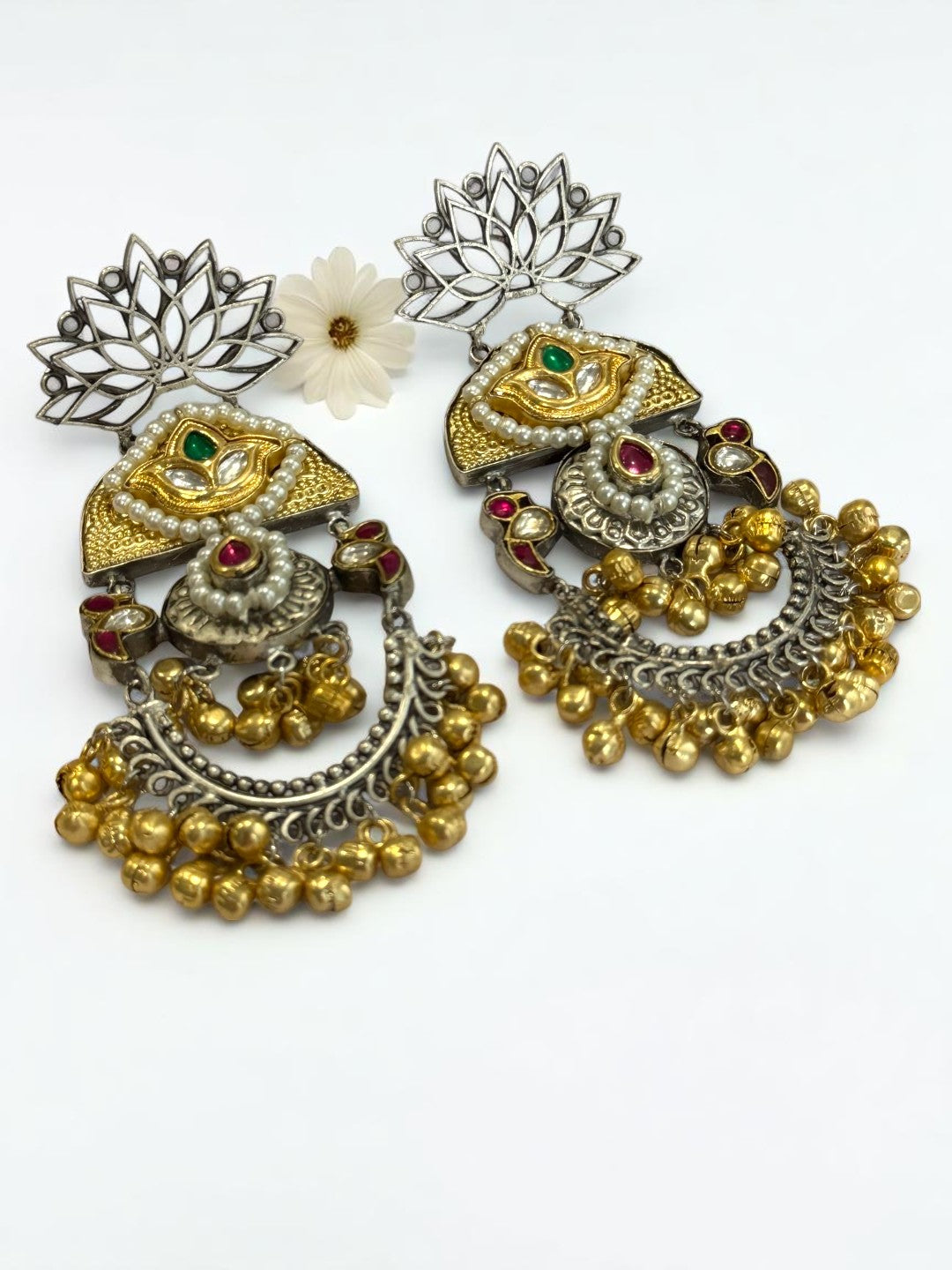 MAGENTA BIRDS GRACY GERMAN SILVER EARRINGS