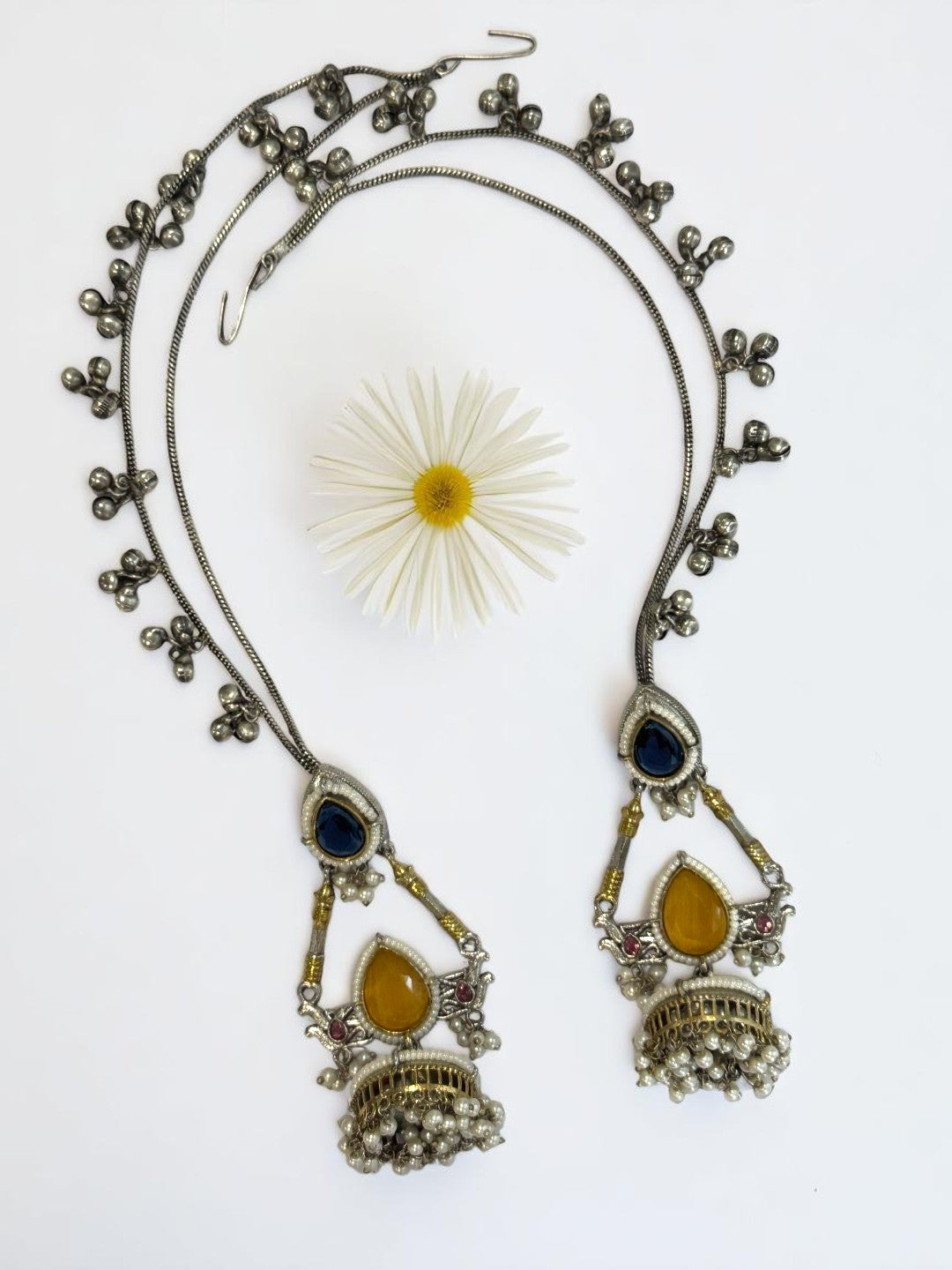 YELLOW GAURI GERMAN SILVER EARRINGS