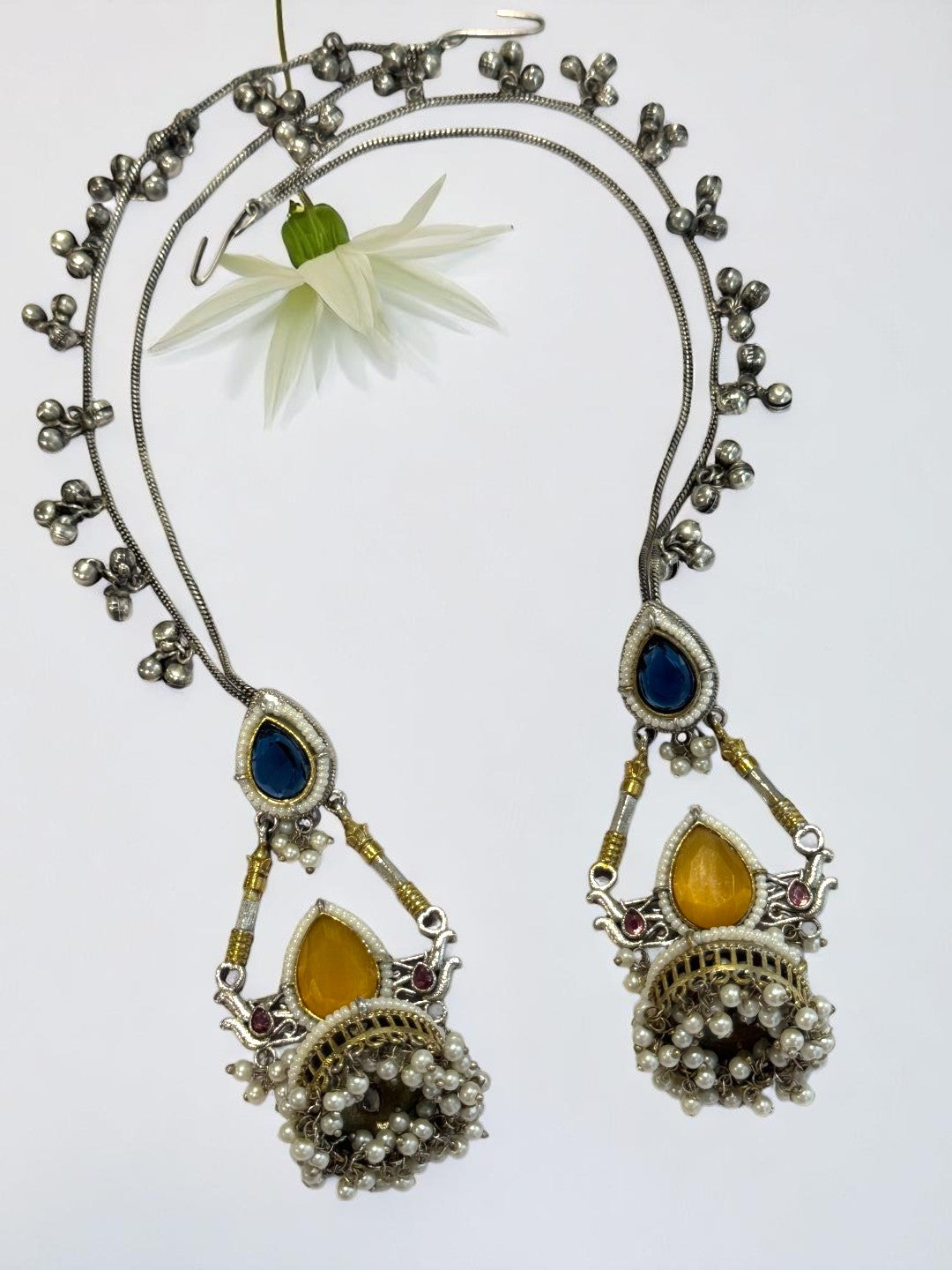 YELLOW GAURI GERMAN SILVER EARRINGS