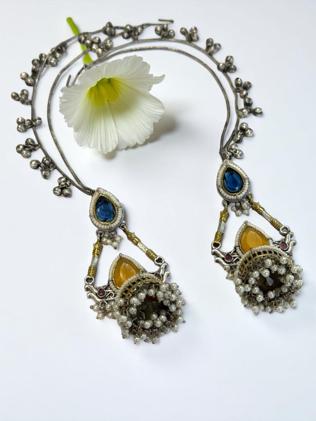 YELLOW GAURI GERMAN SILVER EARRINGS