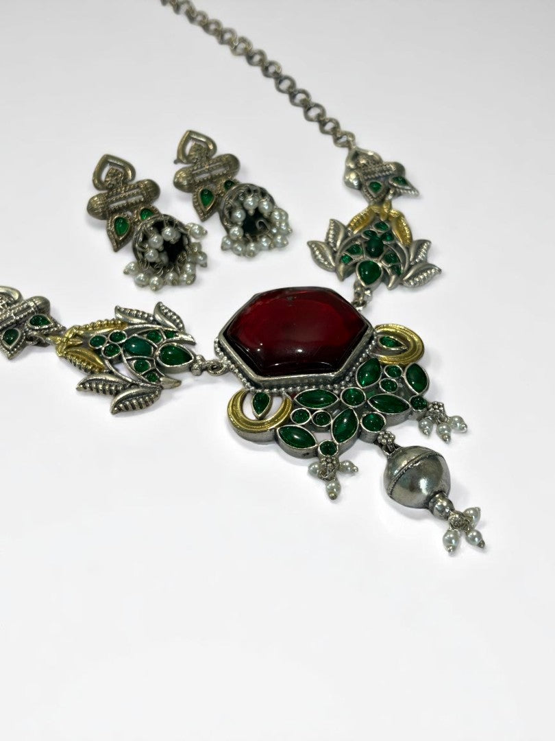 RUBY REKHA GERMAN SILVER JEWELLERY SET