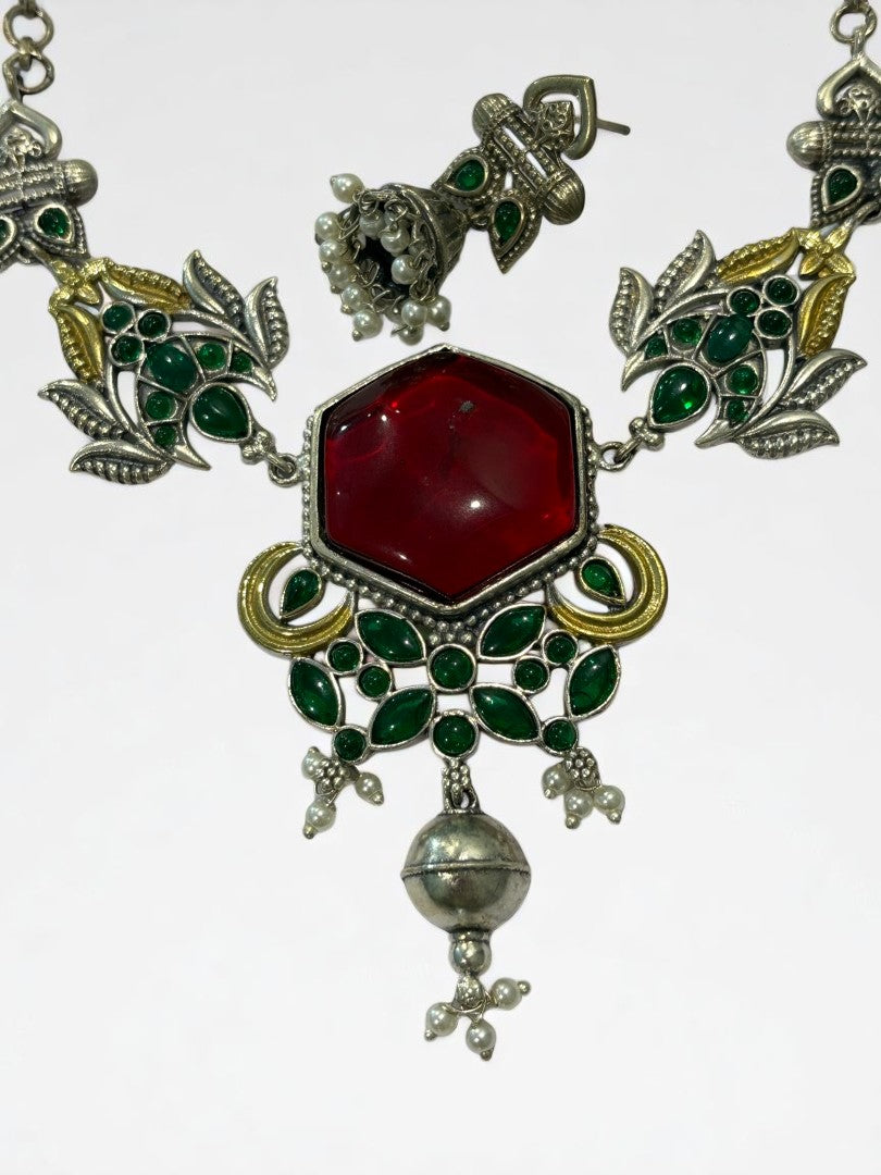 RUBY REKHA GERMAN SILVER JEWELLERY SET