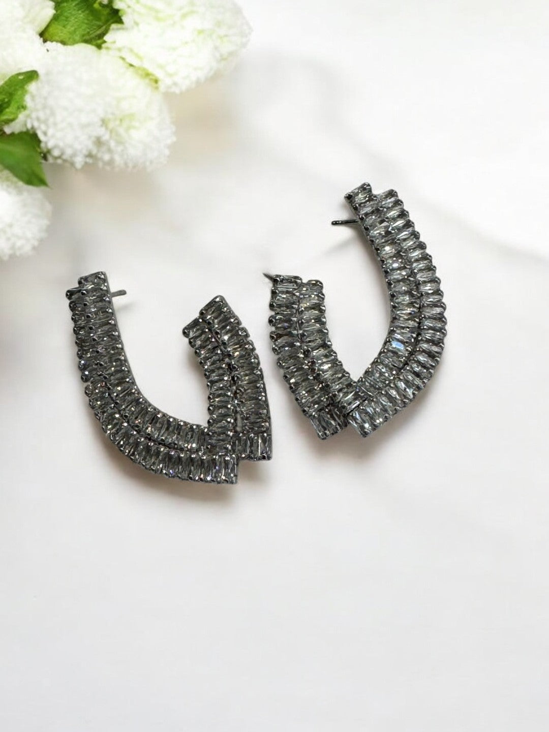 SILVER DIAMOND ANDREA EARRINGS