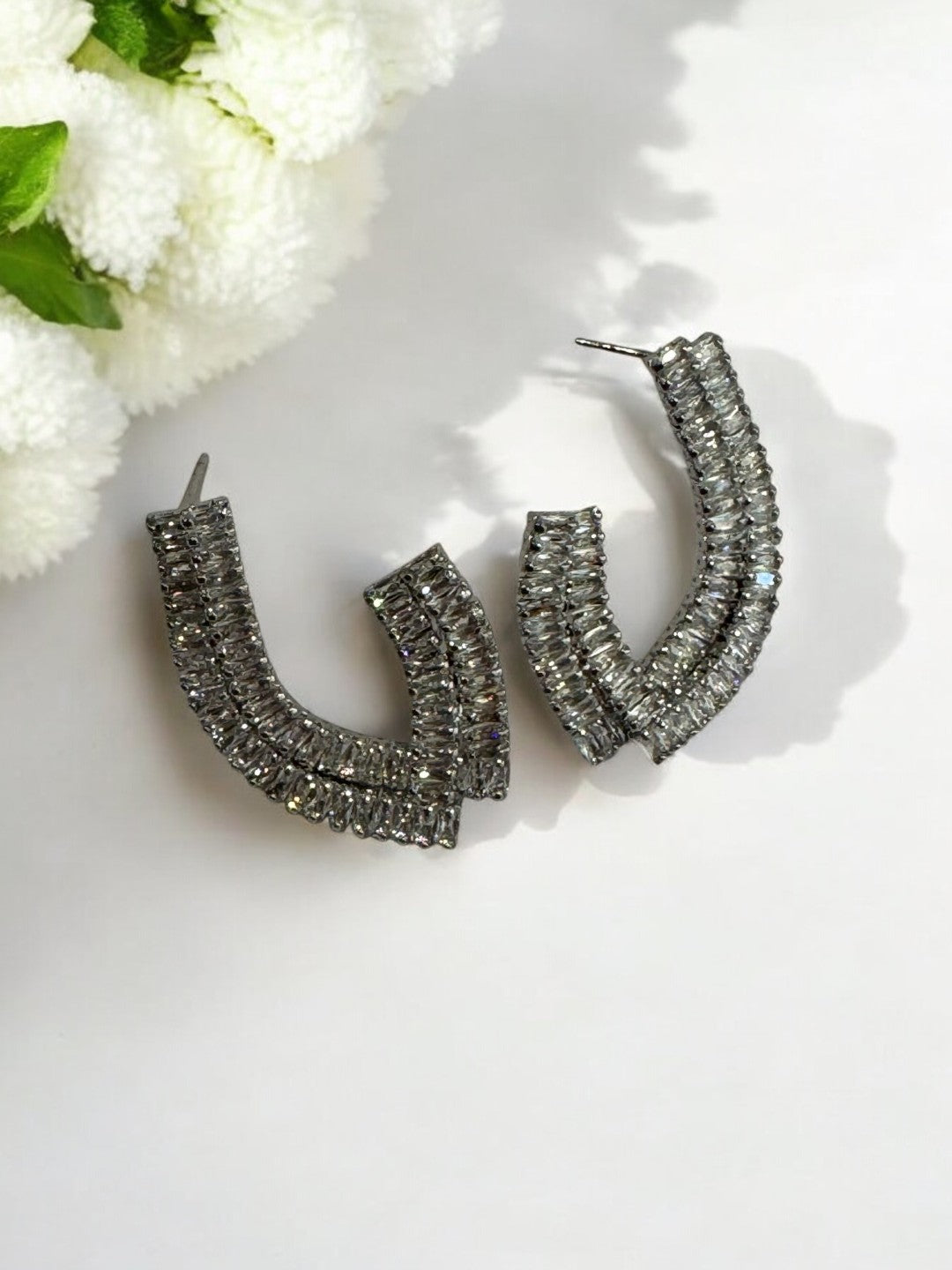 SILVER DIAMOND ANDREA EARRINGS
