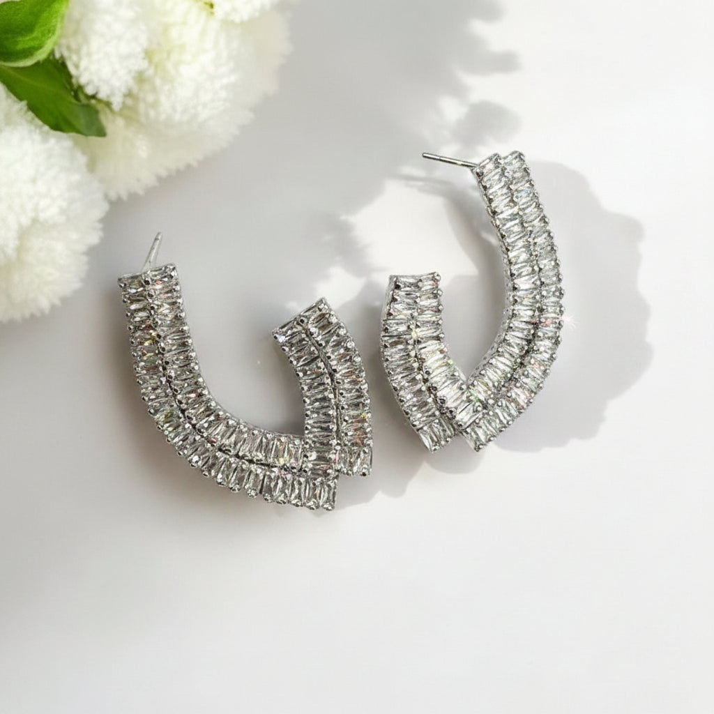 SILVER DIAMOND ANDREA EARRINGS