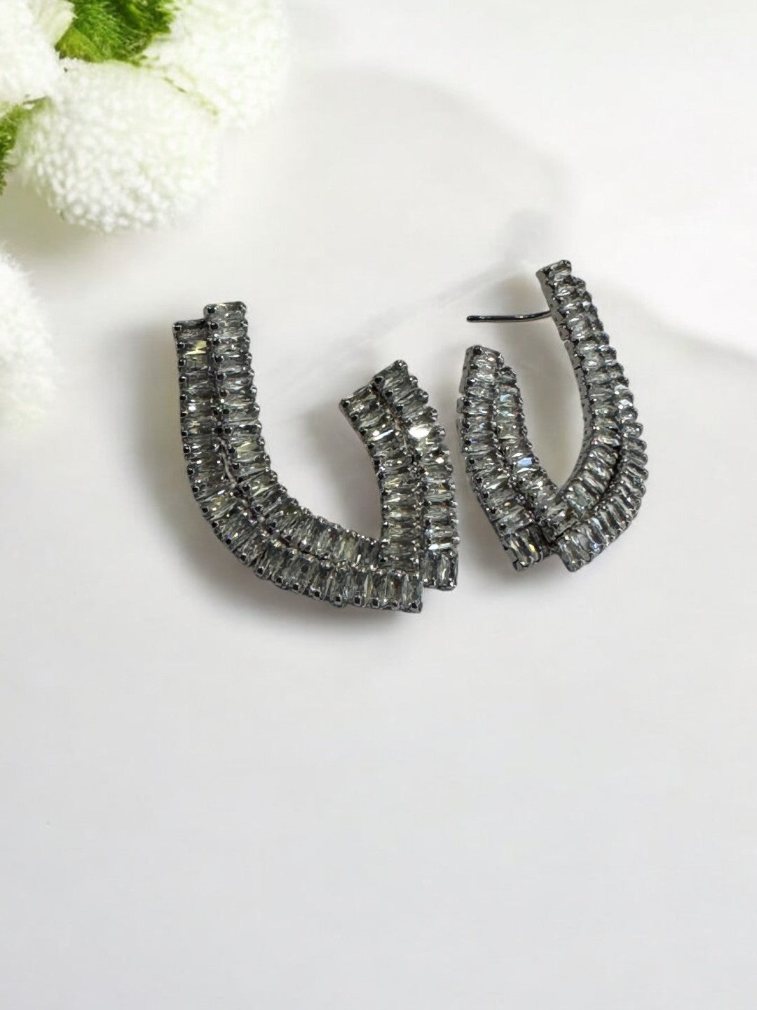 SILVER DIAMOND ANDREA EARRINGS
