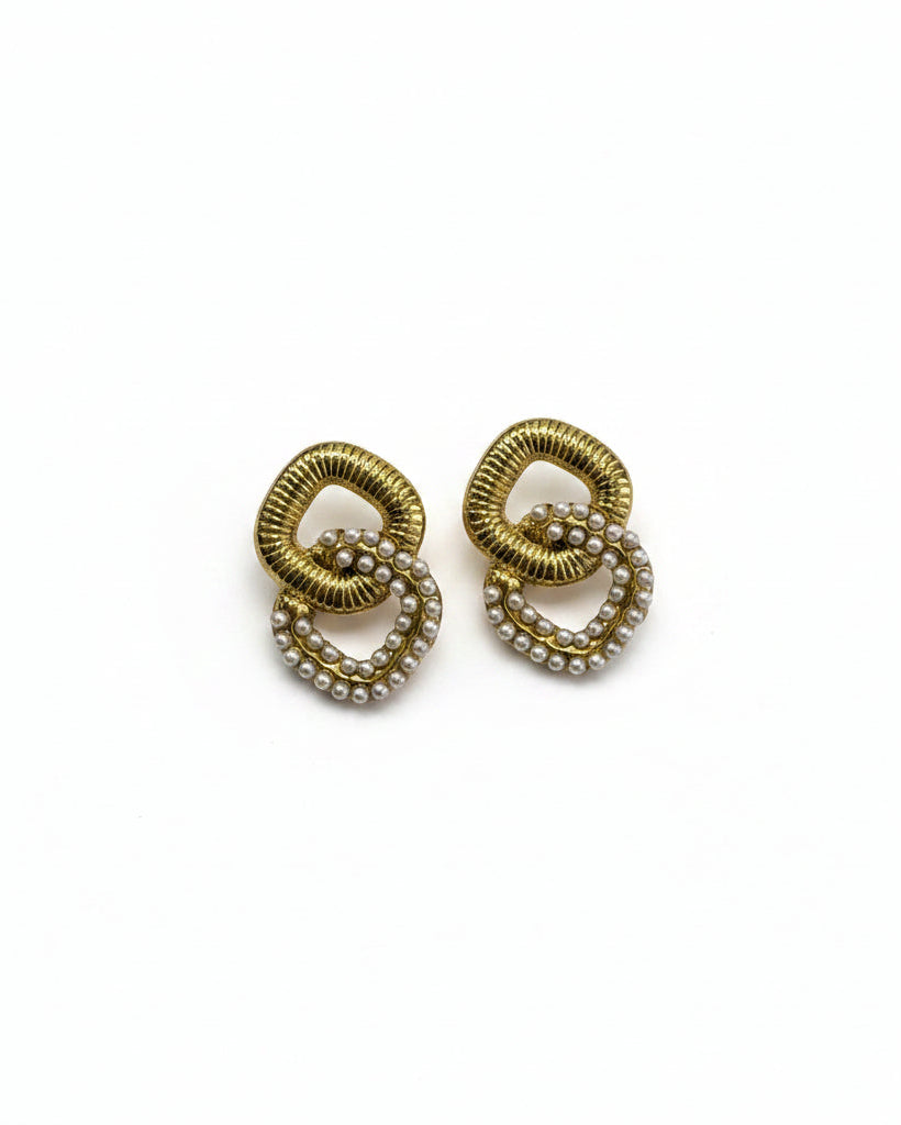 GOLD STACKED SQUARE WRINICA EARRINGS
