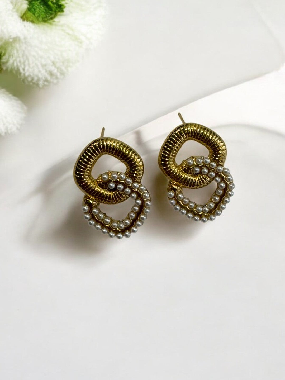 GOLD STACKED SQUARE WRINICA EARRINGS