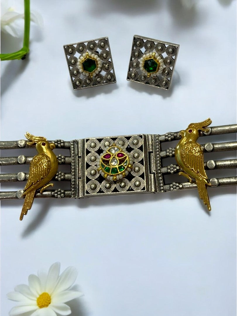 MULTI RAVINA GERMAN SILVER JEWELLERY SET