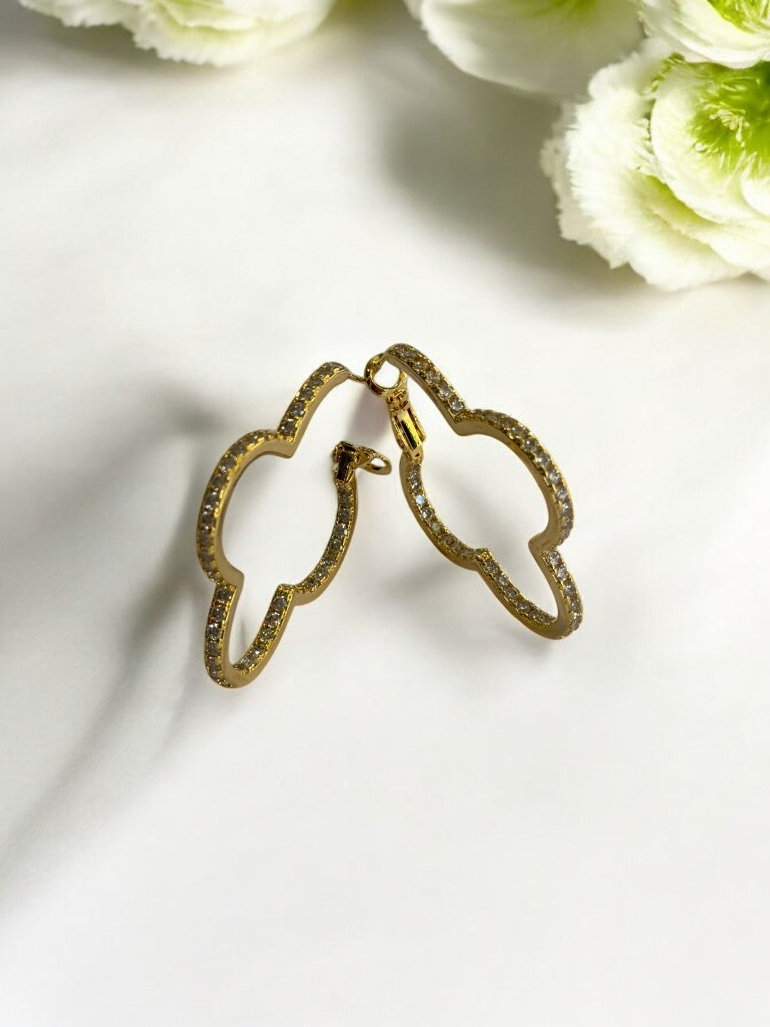 GOLDEN DIAMOND LINE CLOVER PRILINIE EARRINGS