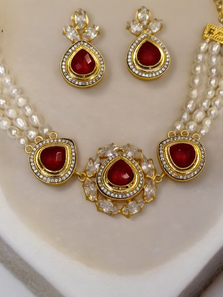 RED ADHIRA JEWELLERY SET
