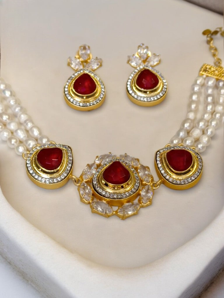 RED ADHIRA JEWELLERY SET