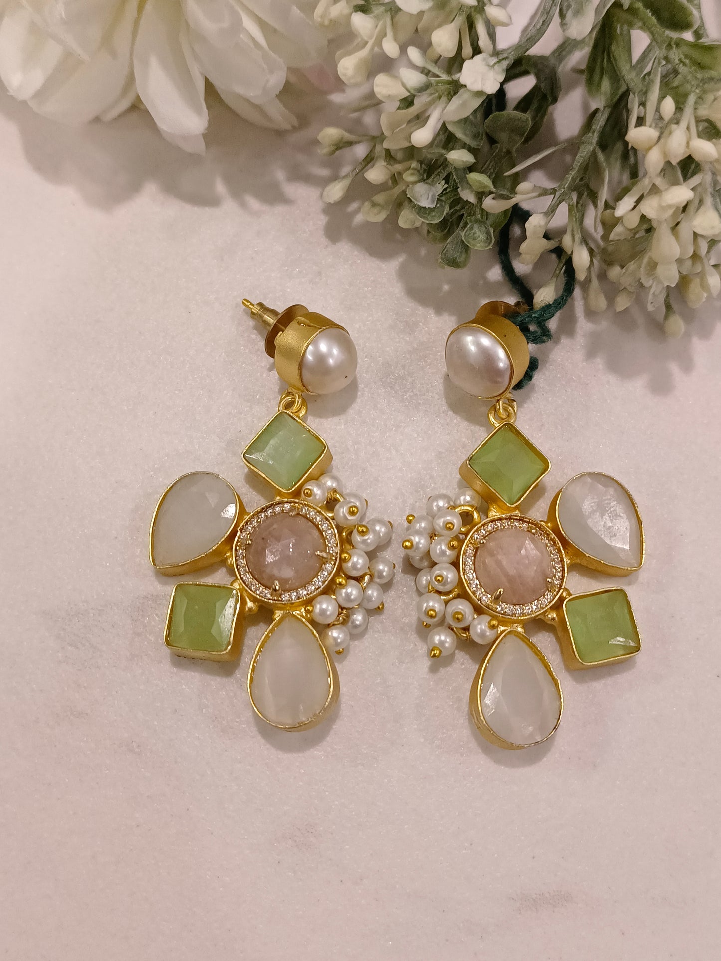 LEMON AARTI SEMI PRECIOUS EARRINGS