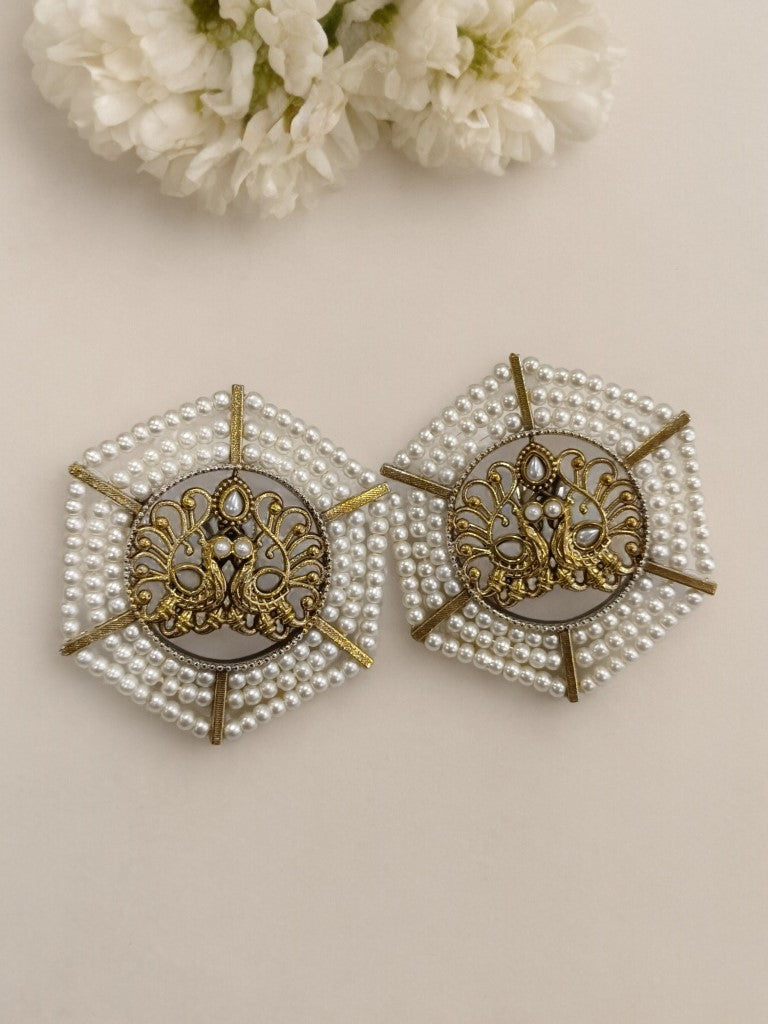 WHITE MOHITA GERMAN SILVER EARRINGS