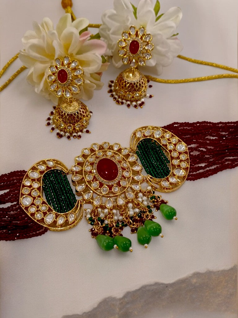 MAROON ABHIRI JEWELLERY SET