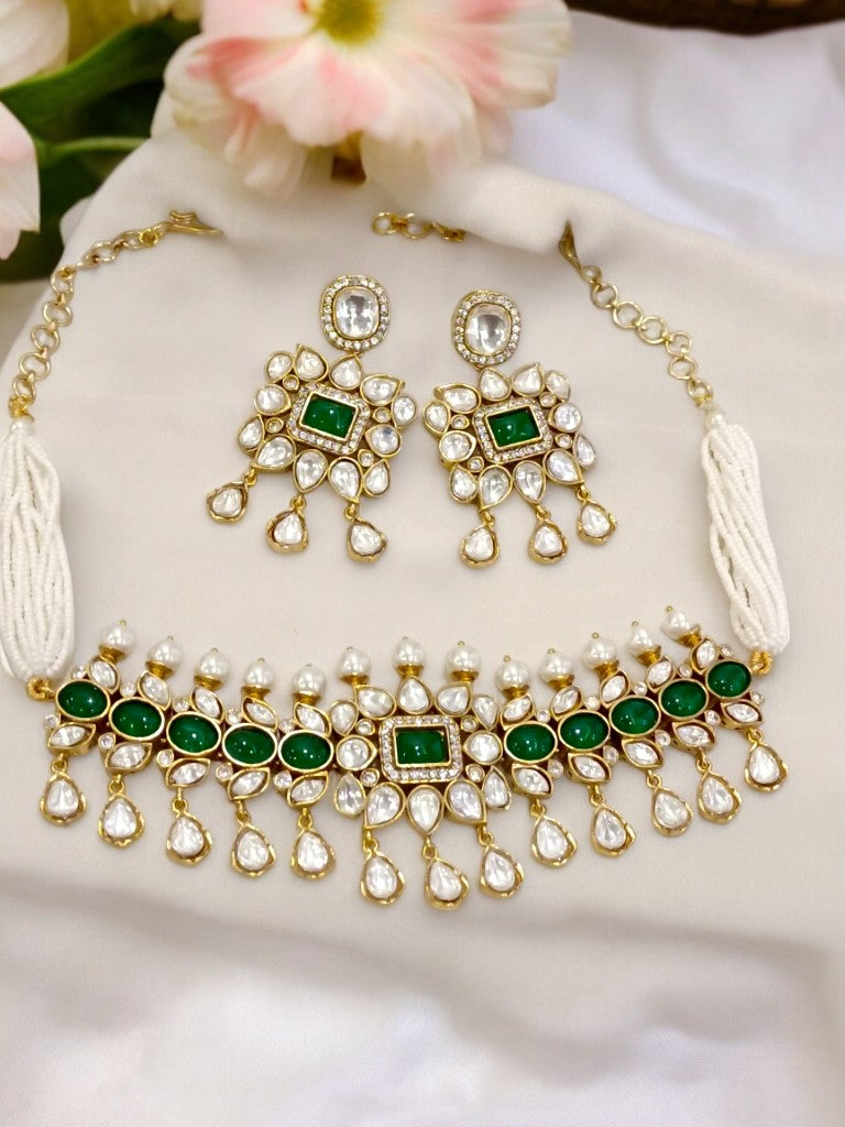 GREEN ADHAYA JEWELLERY SET